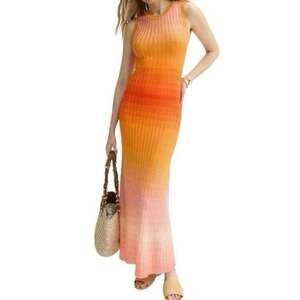 Maje Tie-Dye orange Knit Maxi Dress